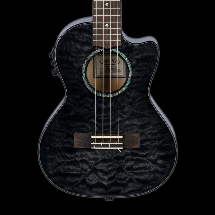 Lanikai QM-BKCET Quilted Maple Black Stain Tenor Front Crop