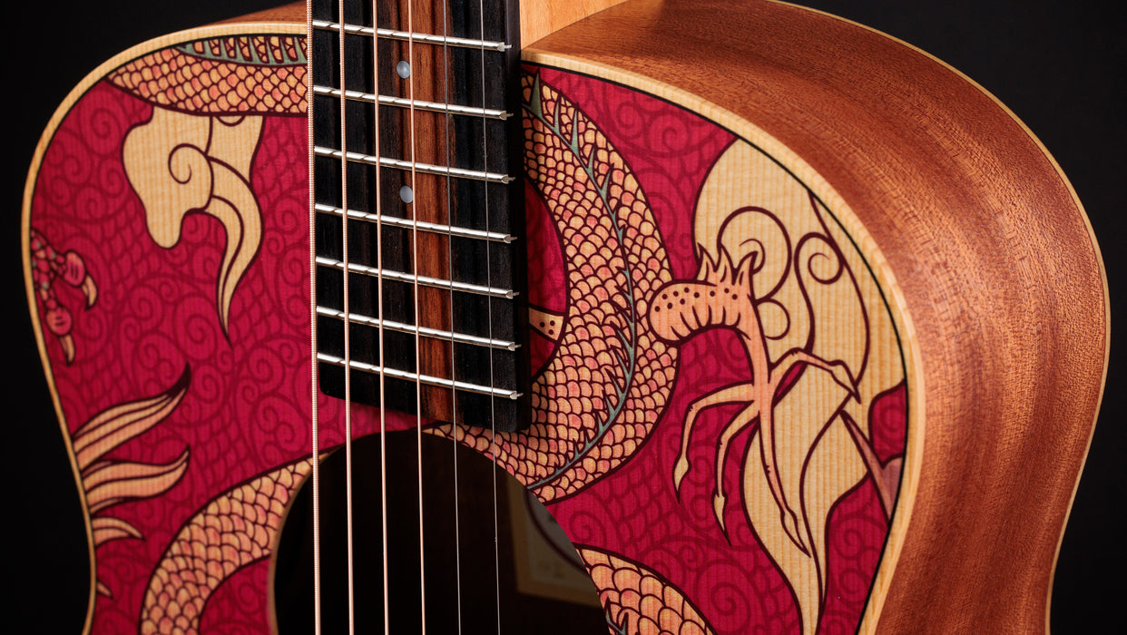 Taylor GS Mini-e Special Edition Dragon Acoustic Electric Guitar Closeup Neck