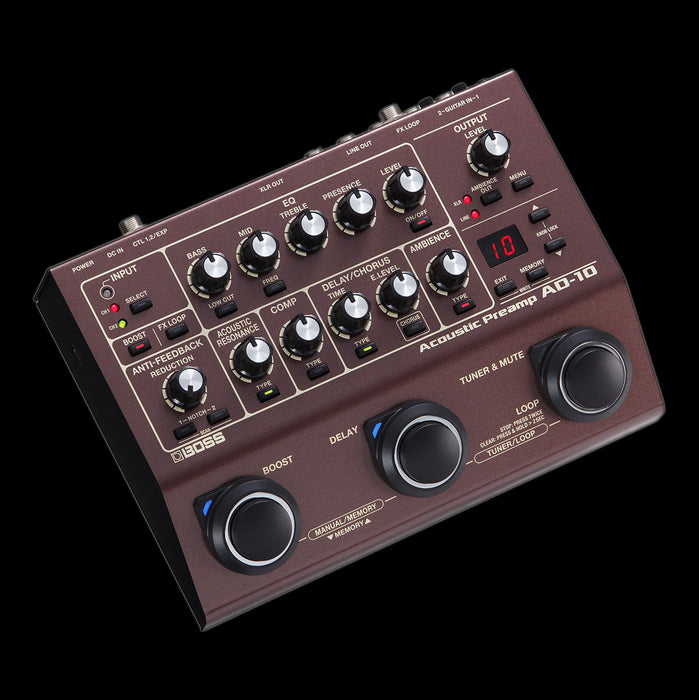 Boss AD-10 Acoustic Preamp Pedal Angle