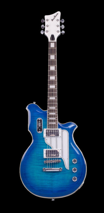 Eastwood Airline Map FM Guitar Flame Maple Top - Blueburst Flame