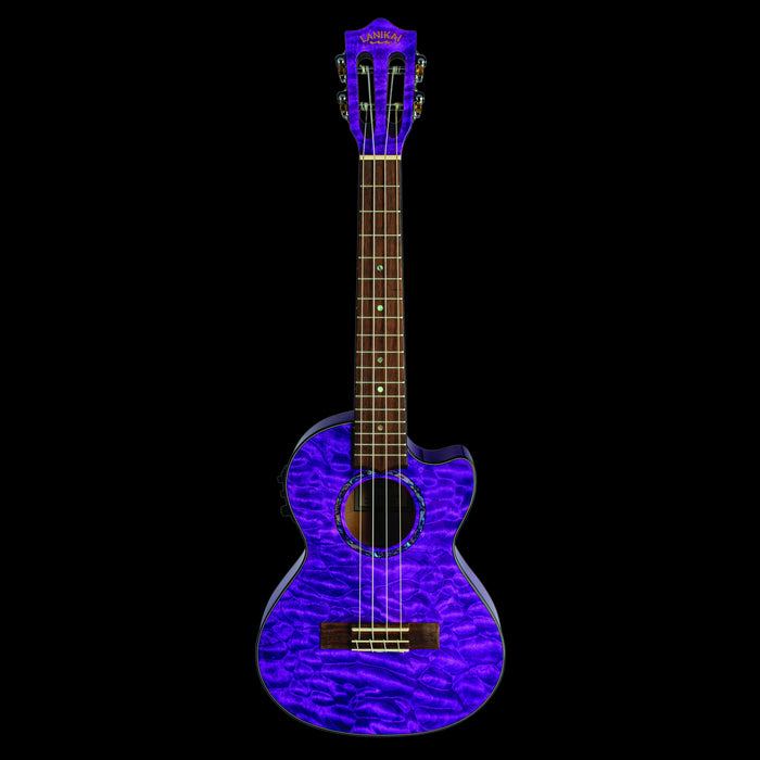 Lanikai QM-PUCET Quilted Maple Tenor Ukulele Electric Trans Purple Front