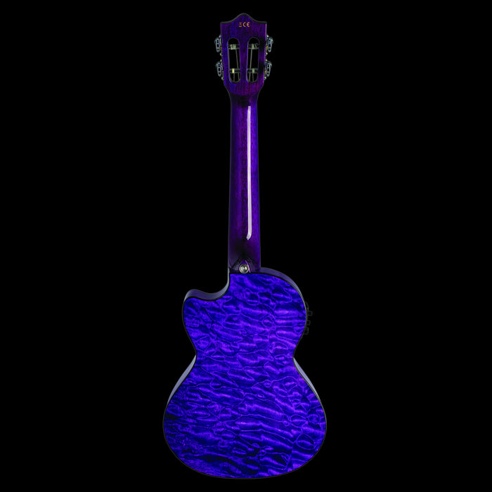 Lanikai QM-PUCET Quilted Maple Tenor Ukulele Electric Trans Purple Back