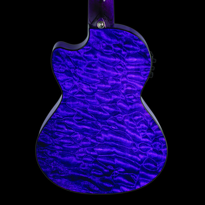 Lanikai QM-PUCET Quilted Maple Tenor Ukulele Electric Trans Purple Back Crop