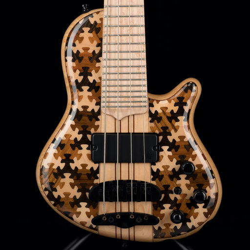 Mayones Cali4 Bass Swamp Ash Body Triskellon Top Birdseye Maple Board 9pc Maple Neck Cali 4