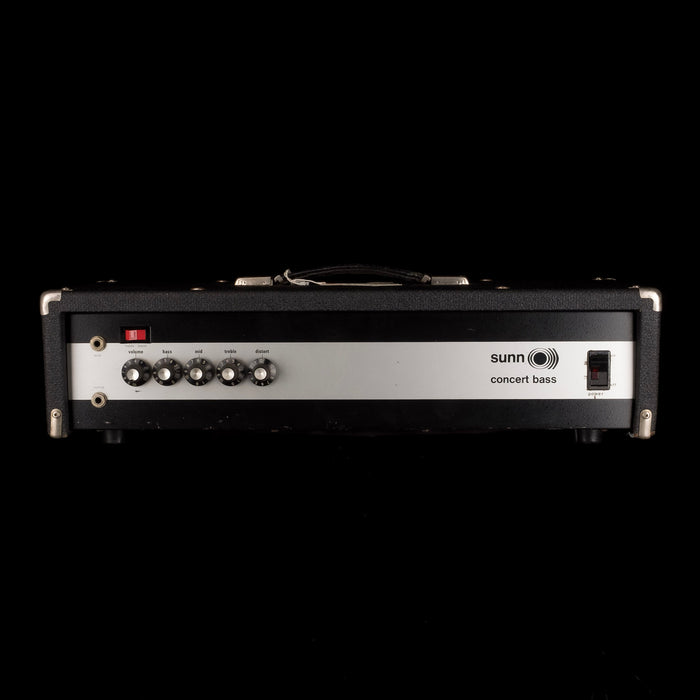 Pre Owned 1970's Sunn Concert 300-Watt  4-Ohm Black Bass Amp Head With Cover