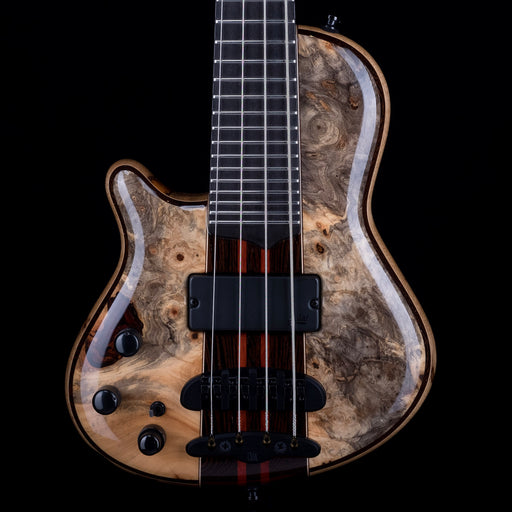 Mayones Cali4LH Left Handed Bass Black Limba Body Buckeye Burl Top Ebony Board 5pc Wenge Neck