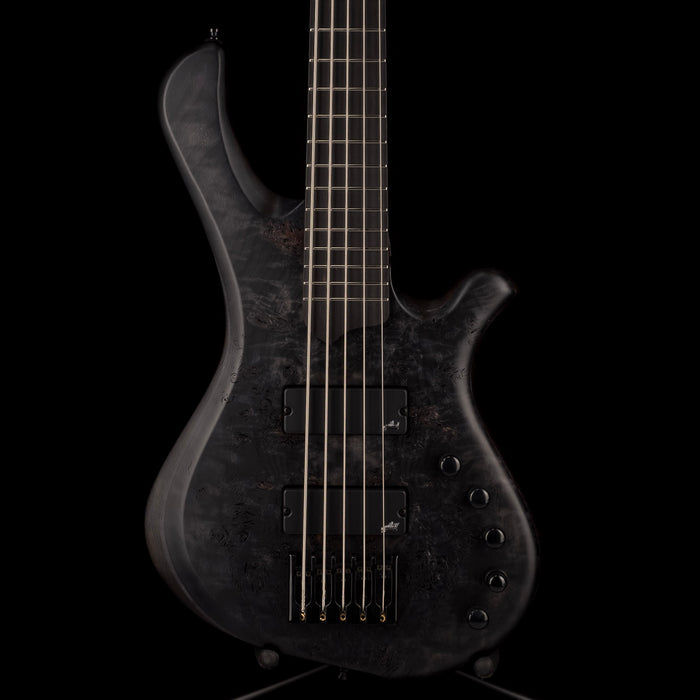 Mayones BE Elite EP 5 String Bass Guitar Trans Black Raw Eye Poplar Top With Case