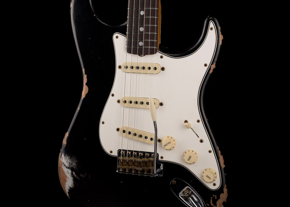 Fender Custom Shop 1967 Stratocaster Heavy Relic Aged Black Electric Guitar With Case