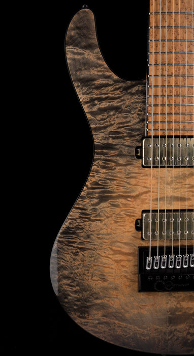 Mayones Regius 4Ever 7 String Baritone 5A Grade Quilted Flame Maple Top Trans Black Feather Finish