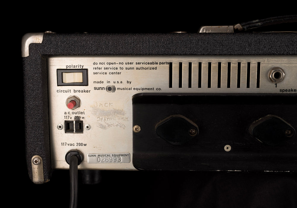 Pre Owned 1970's Sunn Concert 300-Watt  4-Ohm Black Bass Amp Head With Cover