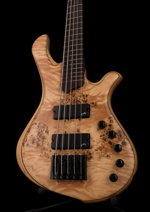 Mayones BE Elite EP 5 String Bass Guitar Trans Natural Satine Eye Poplar Top With Case