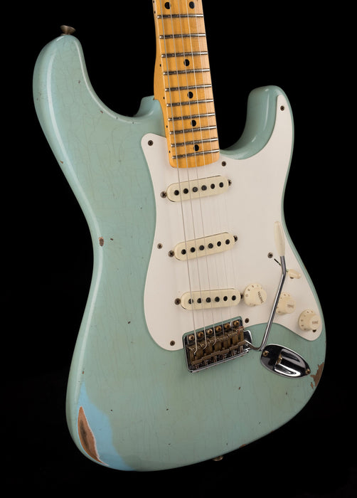 vFender Custom Shop 1957 Stratocaster Relic Faded Aged Daphne Blue Electric Guitar
