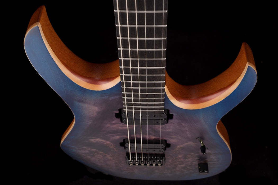 Mayones Duvell Elite 6 Dirty Purple Blue Burst Electric Guitar With Soft Case
