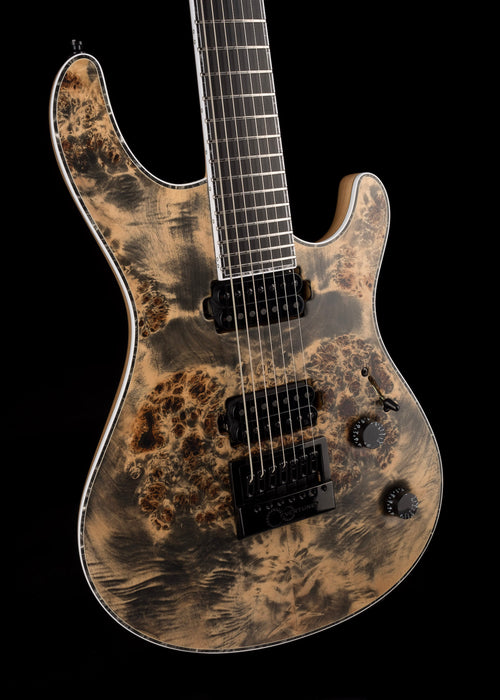 Mayones Regius 4Ever 7 String 3A Grade Eye Poplar Top Black Feather Satine Finish
