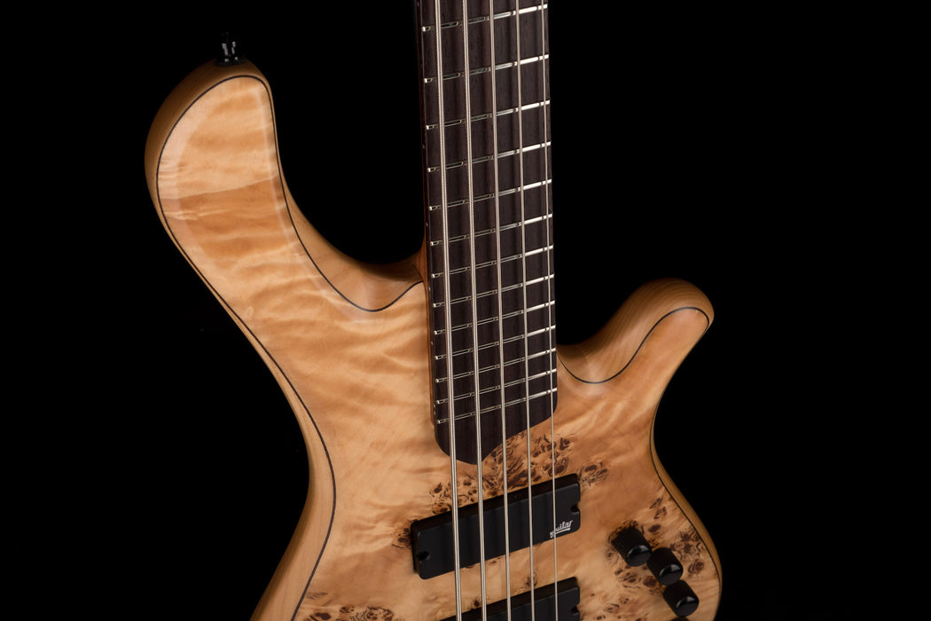 Mayones BE Elite EP 5 String Bass Guitar Trans Natural Satine Eye Poplar Top With Case