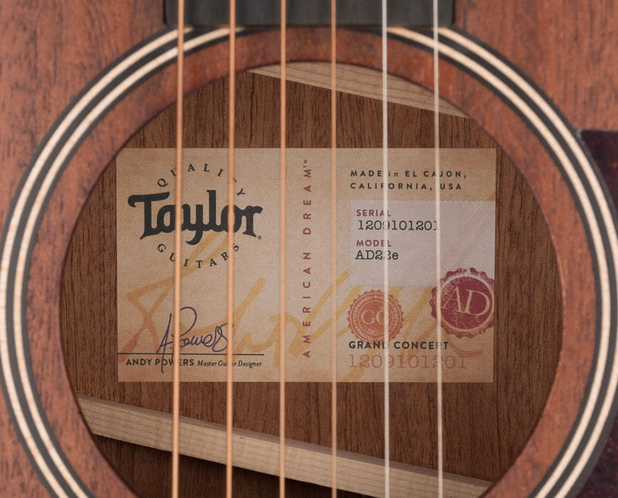 Taylor American Dream AD22e Grand Concert (2021) Acoustic Electric Guitar With Aerocase - Serial # 1209101201