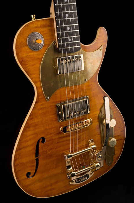 Used Postal Delta Zephyr Flamed Antique Burst Electric Guitar With OHSC