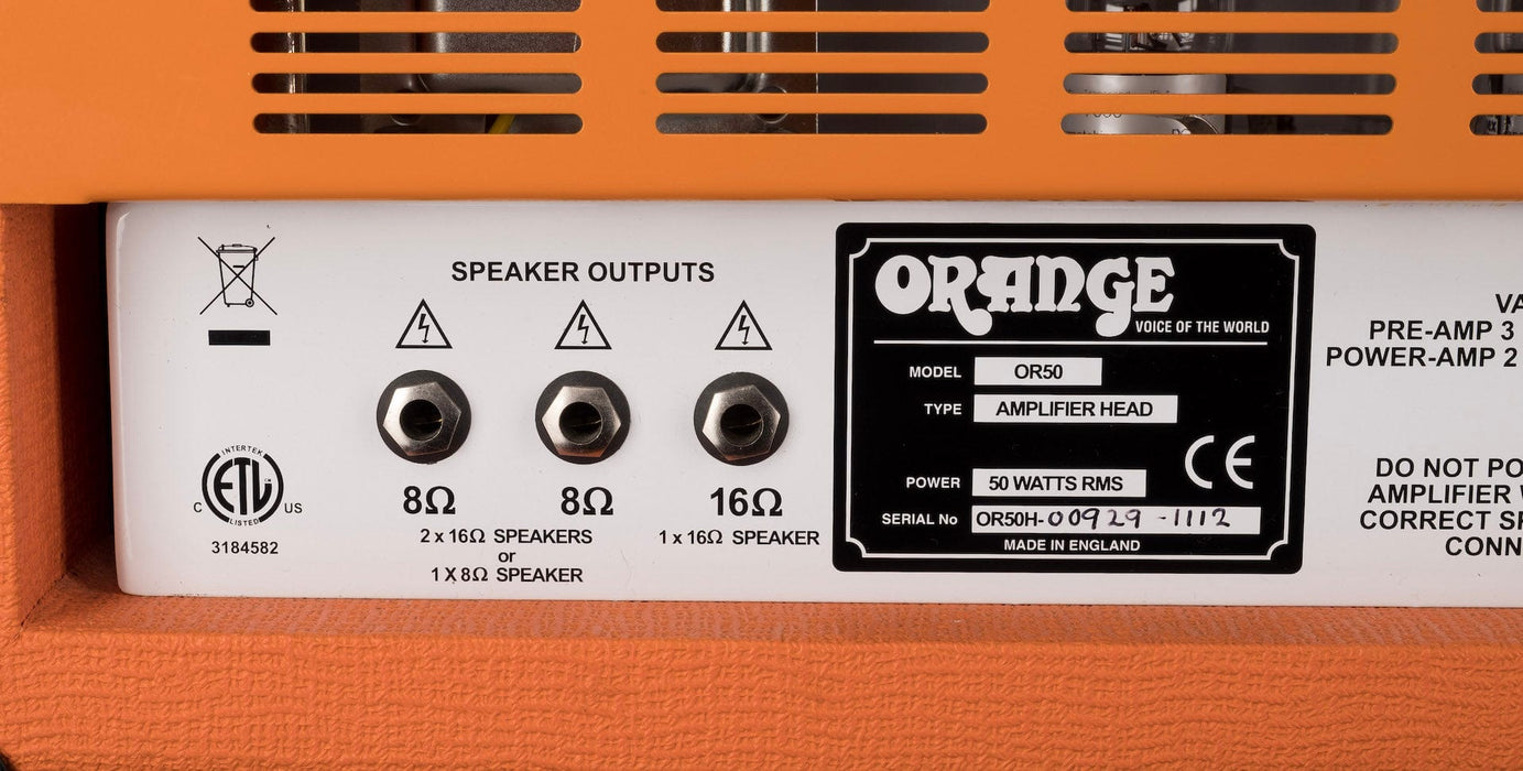 Used Orange OR50H Guitar Amplifier Head with Road Case