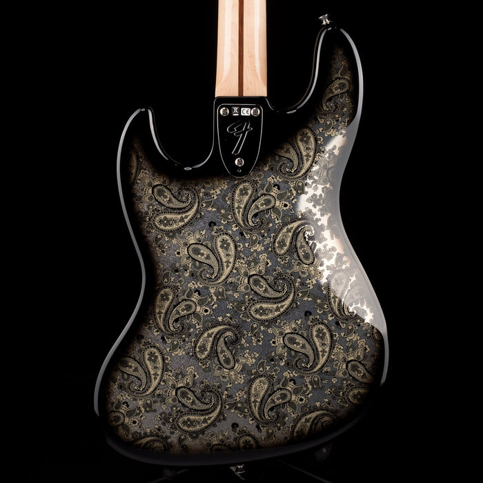 Pre Owned 2019 Fender Limited Edition Black Paisley Jazz Bass w/ Gig Bag Made in Japan