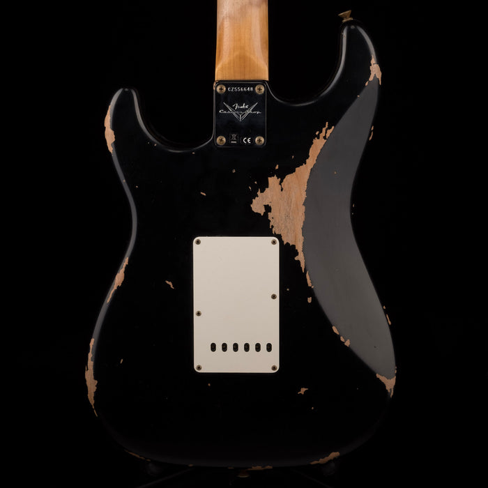 Fender Custom Shop 1967 Stratocaster Heavy Relic Aged Black Electric Guitar With Case