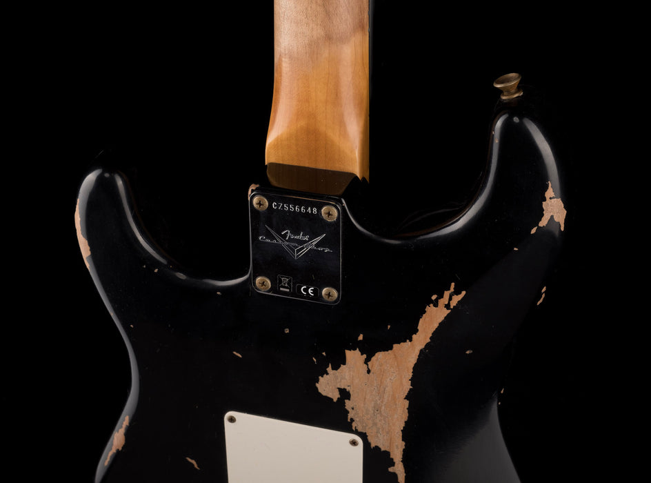 Fender Custom Shop 1967 Stratocaster Heavy Relic Aged Black Electric Guitar With Case