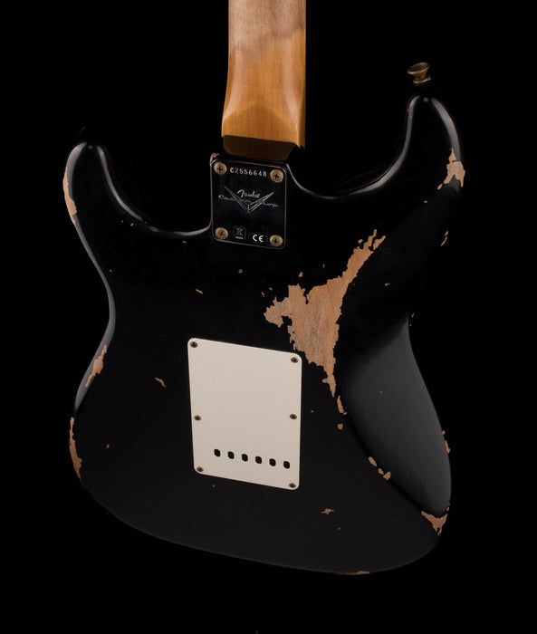 Fender Custom Shop 1967 Stratocaster Heavy Relic Aged Black Electric Guitar With Case