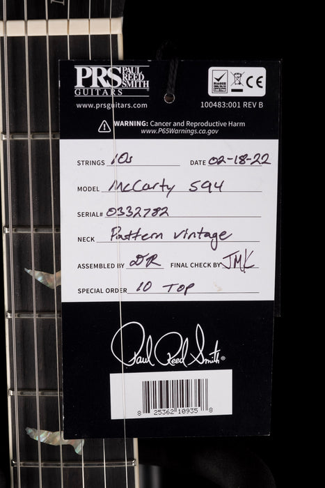 PRS Core McCarty 594 Quilt 10 Top Black Maple Neck Custom Color Solano Burst with Case