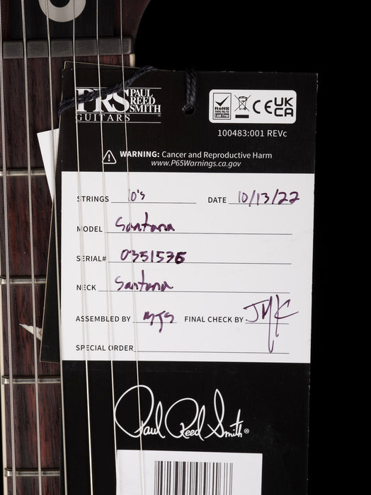 PRS Core Santana Retro Custom Color Old School Tobacco Burst