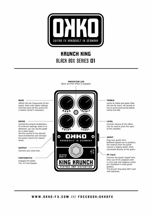 Okko FX BB-01 King Krunch Vintage Amp Overdrive Guitar Pedal
