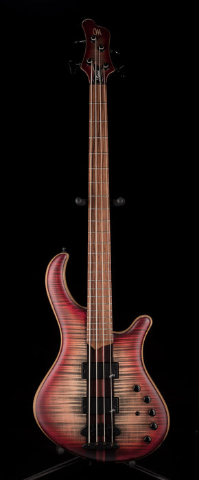 Mayones Patriot Classic 4 Flame Top Bass Satine Transparent Jeans Black 3-Tone Red Burst