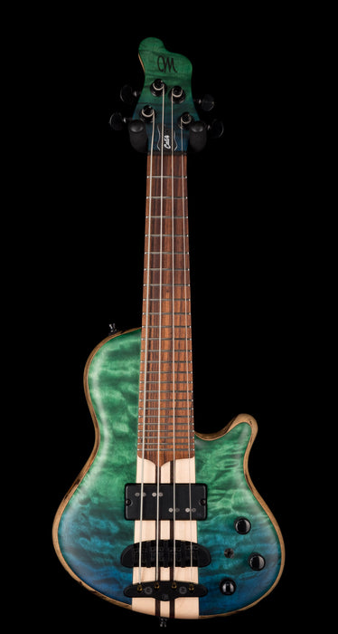 Mayones Cali4 Bass Black Limba Body 3A Quilted Maple Top Trans Blue & Green