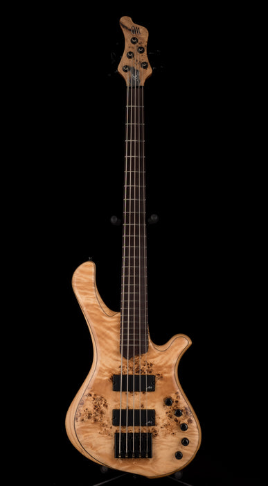 Mayones BE Elite EP 5 String Bass Guitar Trans Natural Satine Eye Poplar Top With Case