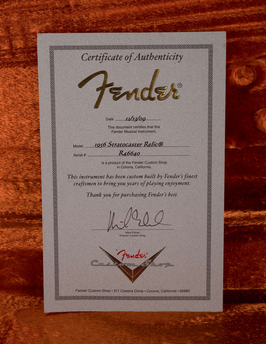 Pre Owned 2009 Fender Custom Shop ‘56 Relic Stratocaster Desert Sand Maple Neck With OHSC