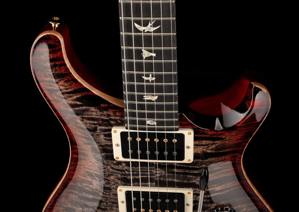PRS Core Custom 24 Quilted Maple 10 Top Stained Flame Maple Neck Custom Color Charcoal Cherry Burst with Case