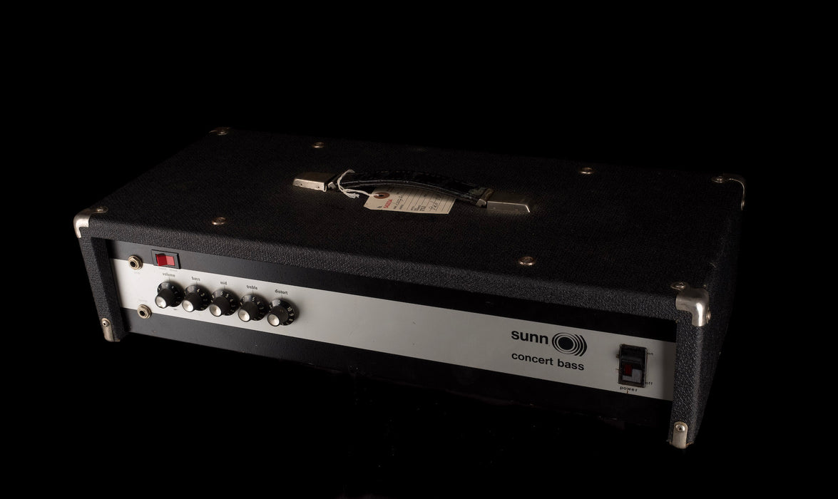 Pre Owned 1970's Sunn Concert 300-Watt  4-Ohm Black Bass Amp Head With Cover