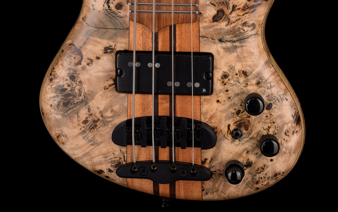 Mayones Cali4 Bass Black Limba Body 3A Poplar Top Natural Matt Finish