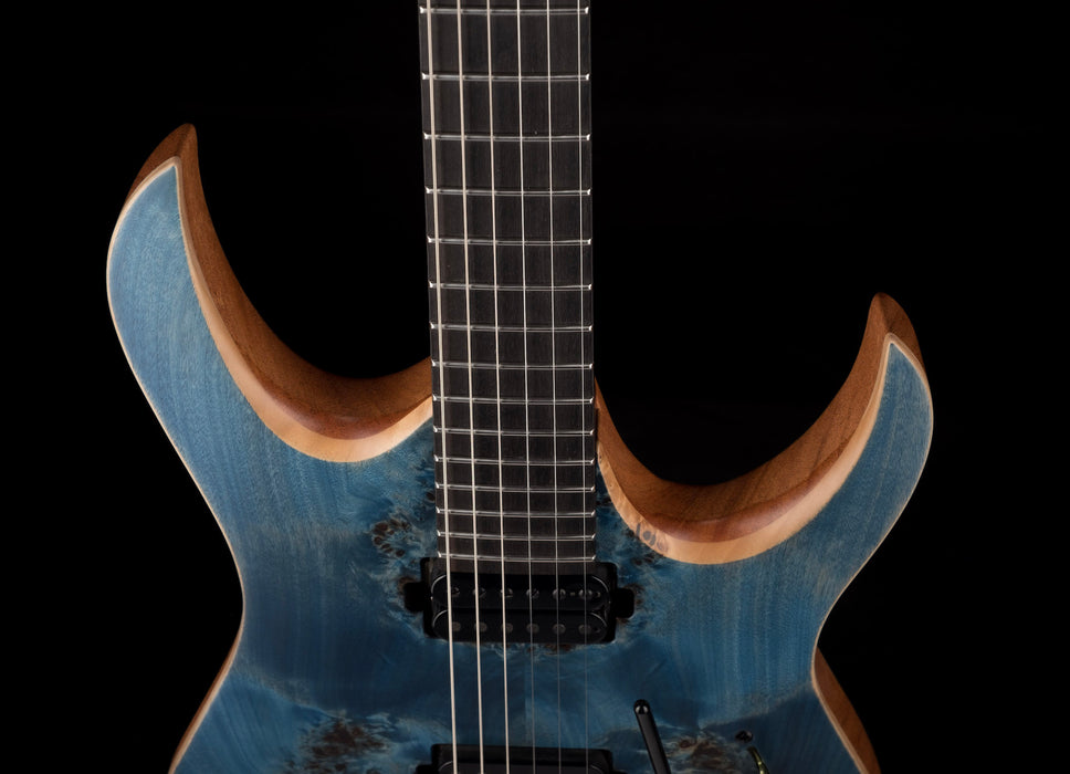 Mayones Duvell Elite Pro 6 String 27" Baritone Satine Trans Aquamarine Electric Guitar With Case