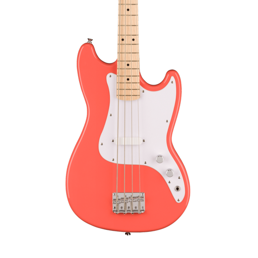 Squier Sonic Bronco Bass Maple Fingerboard White Pickguard Tahitian Coral