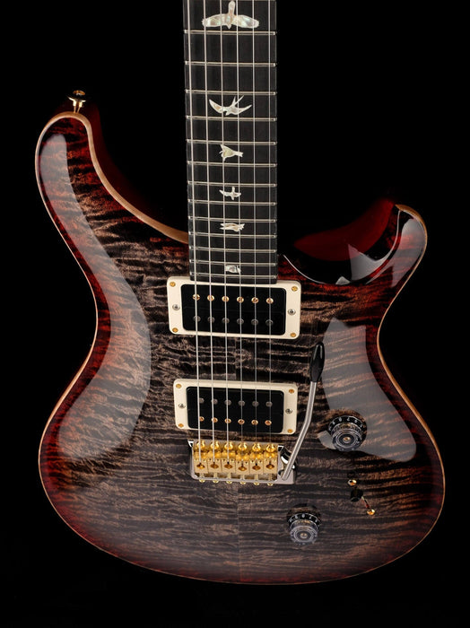 PRS Core Custom 24 Quilted Maple 10 Top Stained Flame Maple Neck Custom Color Charcoal Cherry Burst with Case