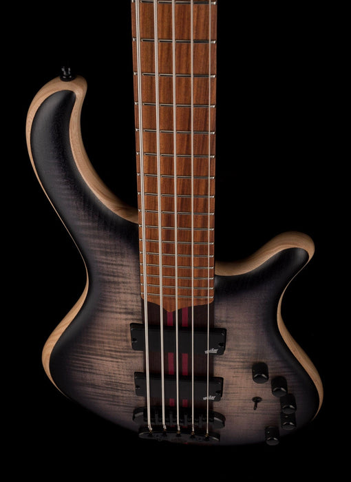 Mayones Patriot Flame Top 5 String Bass Guitar Transparent Jeans Black 2-Tone Burst