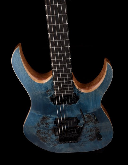 Mayones Duvell Elite Pro 6 String 27" Baritone Satine Trans Aquamarine Electric Guitar With Case
