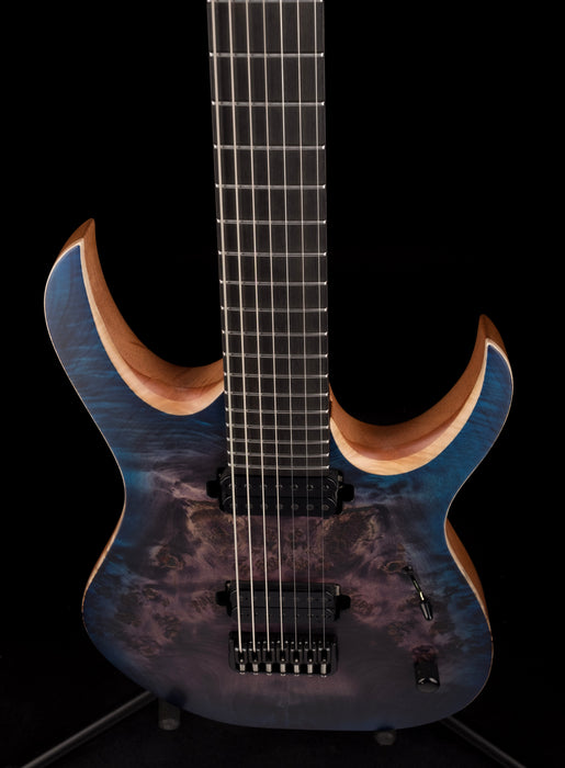 Mayones Duvell Elite 7 String 27" Baritone Dirty Purple Blue Burst