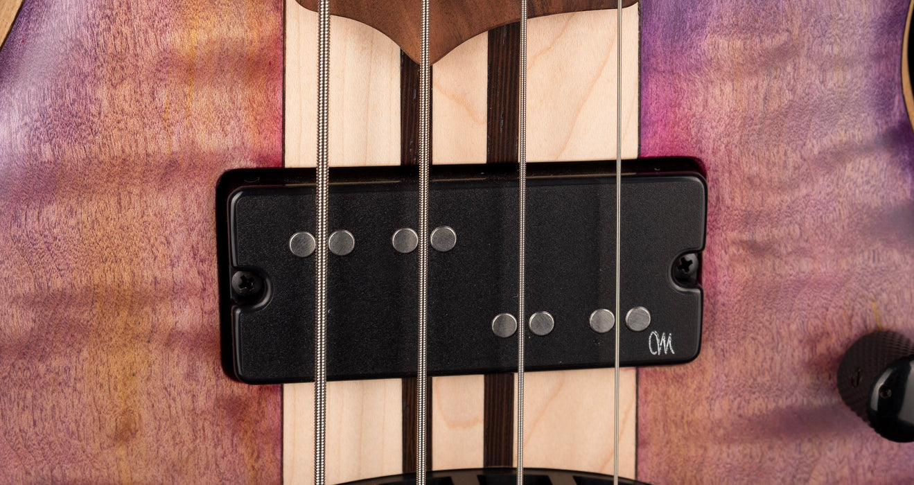 Mayones Cali4 Bass 17.5" Scale 3A Quilted Maple Top/Swamp Ash Body Trans L.U.V. Finish with Case