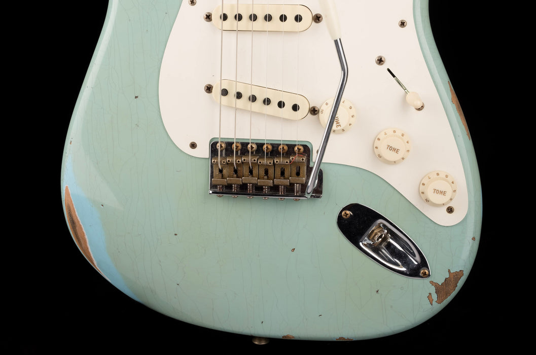 Fender Custom Shop 1957 Stratocaster Relic Faded Aged Daphne Blue Electric Guitar