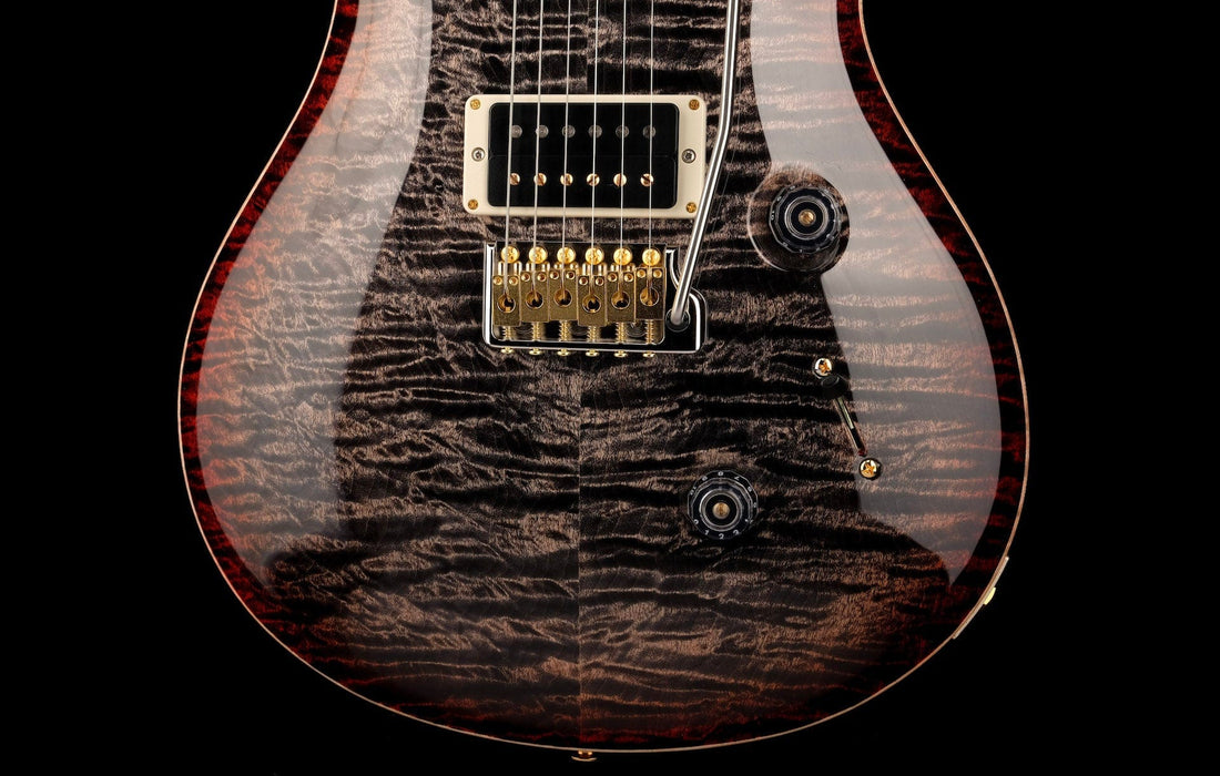 PRS Core Custom 24 Quilted Maple 10 Top Stained Flame Maple Neck Custom Color Charcoal Cherry Burst with Case