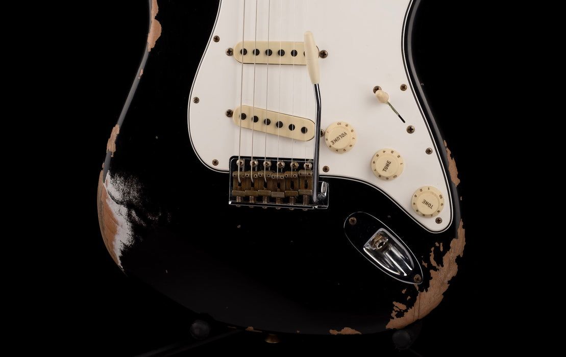 Fender Custom Shop 1967 Stratocaster Heavy Relic Aged Black Electric Guitar With Case