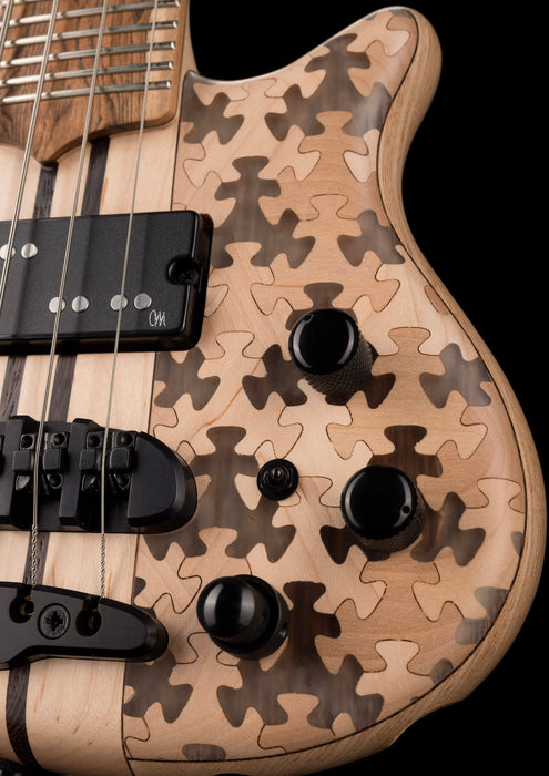 Mayones Cali4 Bass 17.5" Scale Swamp Ash Body Triskelion Top Natural Matt Finish with Case