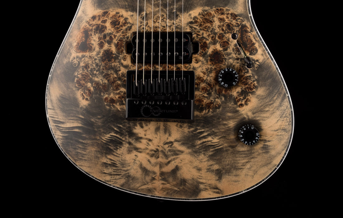 Mayones Regius 4Ever 7 String 3A Grade Eye Poplar Top Black Feather Satine Finish