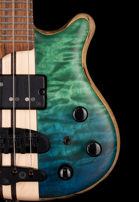 Mayones Cali4 Bass Black Limba Body 3A Quilted Maple Top Trans Blue & Green