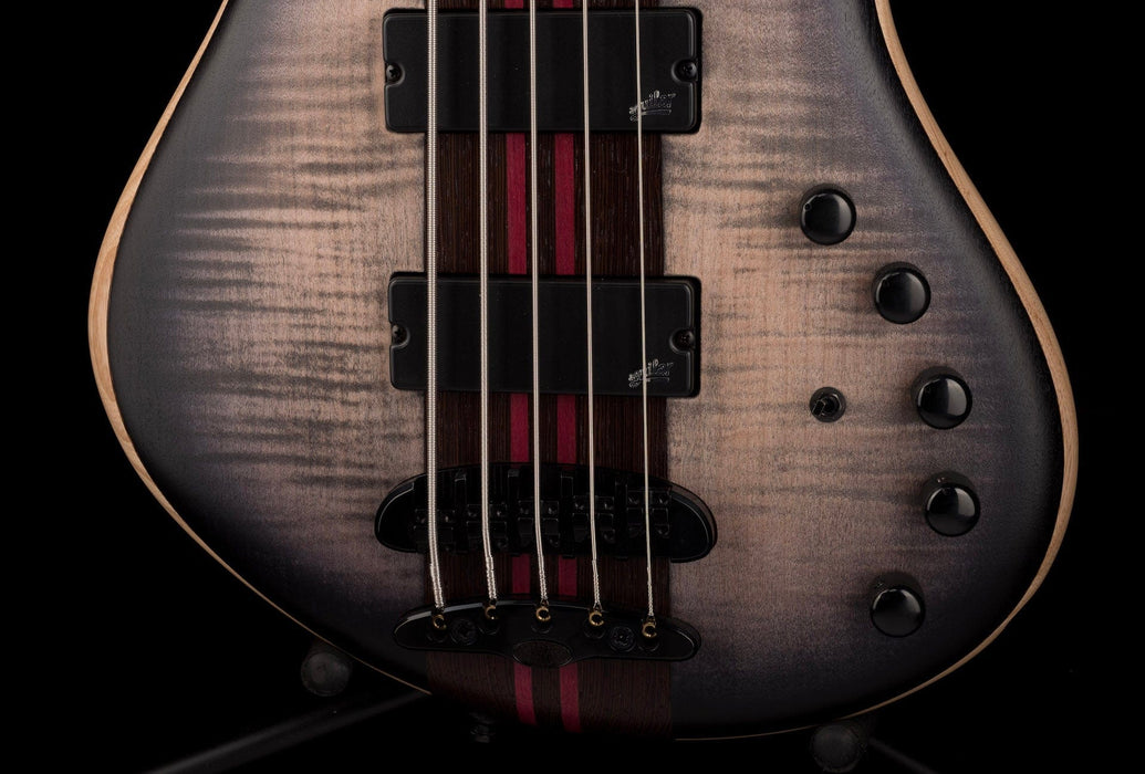 Mayones Patriot Flame Top 5 String Bass Guitar Transparent Jeans Black 2-Tone Burst
